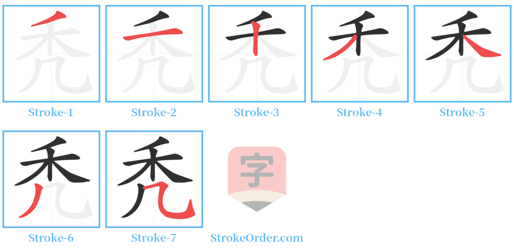 秃 Stroke Order Diagrams