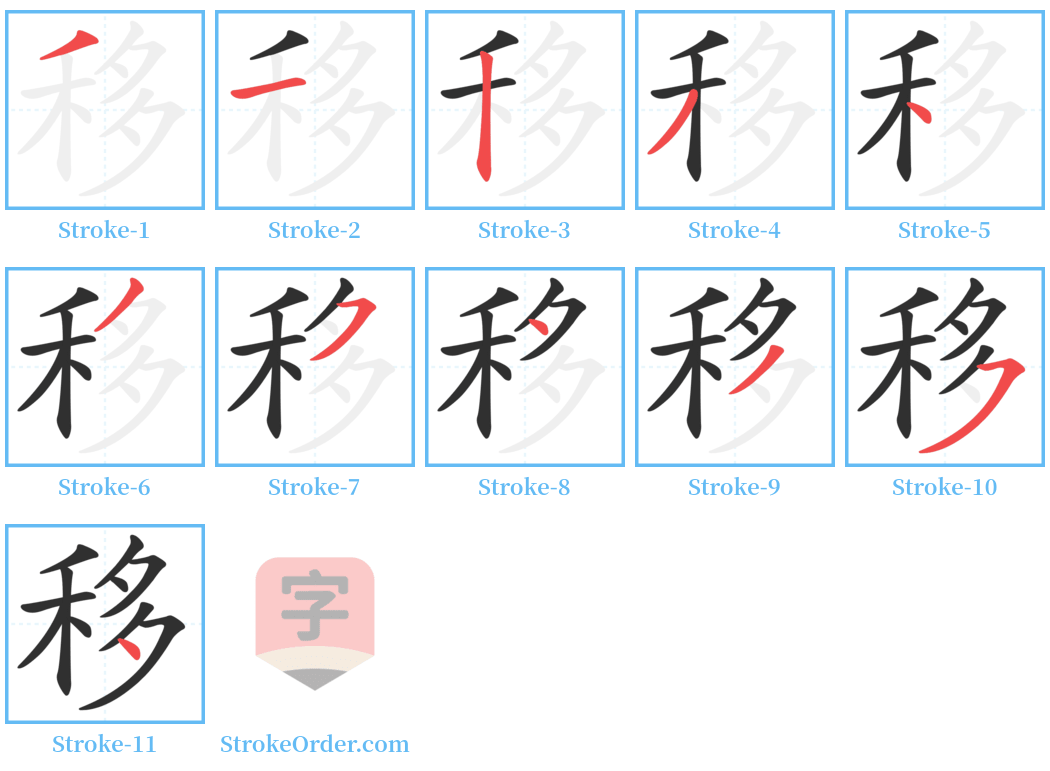 移 Stroke Order Diagrams