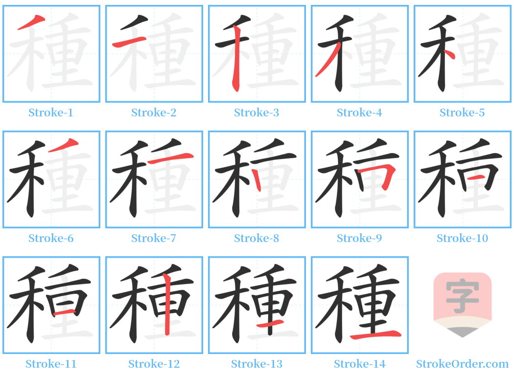 種 Stroke Order Diagrams