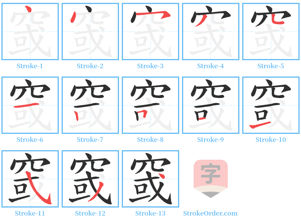 窢 Stroke Order Diagrams