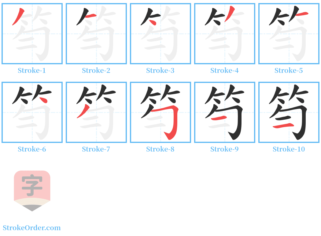 笉 Stroke Order Diagrams