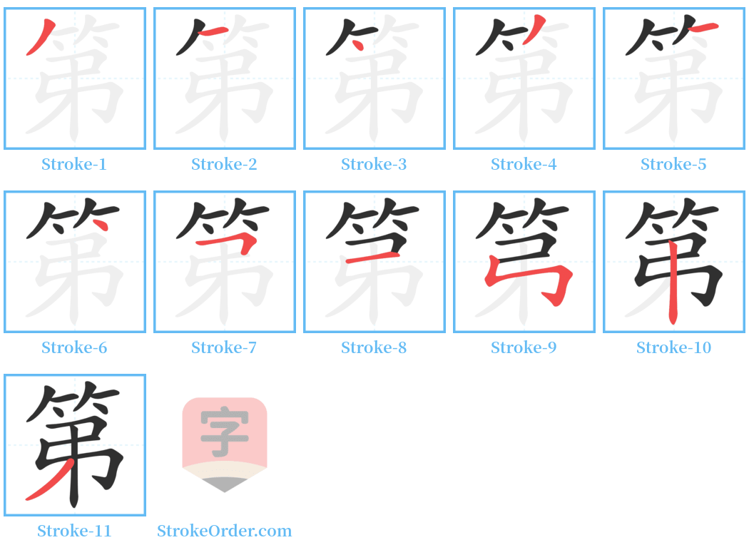 第 Stroke Order Diagrams