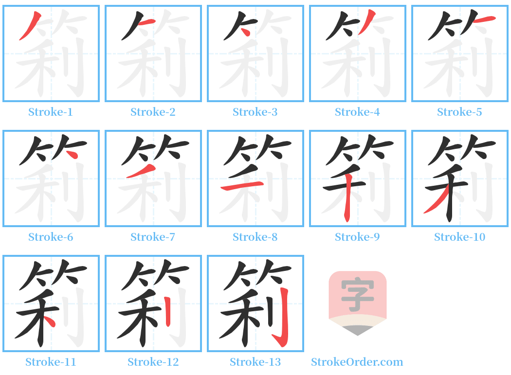 筣 Stroke Order Diagrams