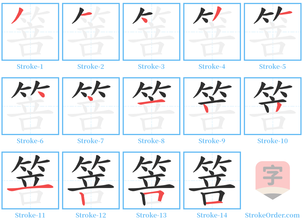 箁 Stroke Order Diagrams