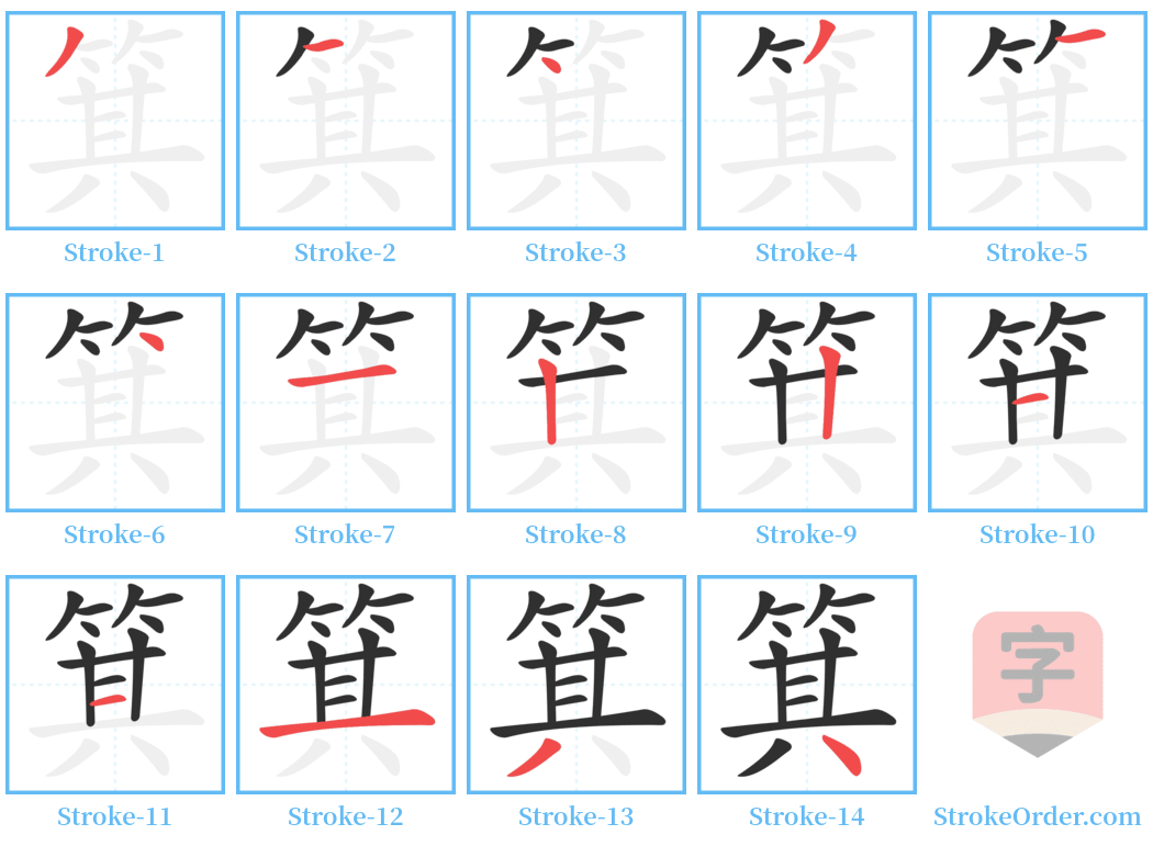 箕 Stroke Order Diagrams