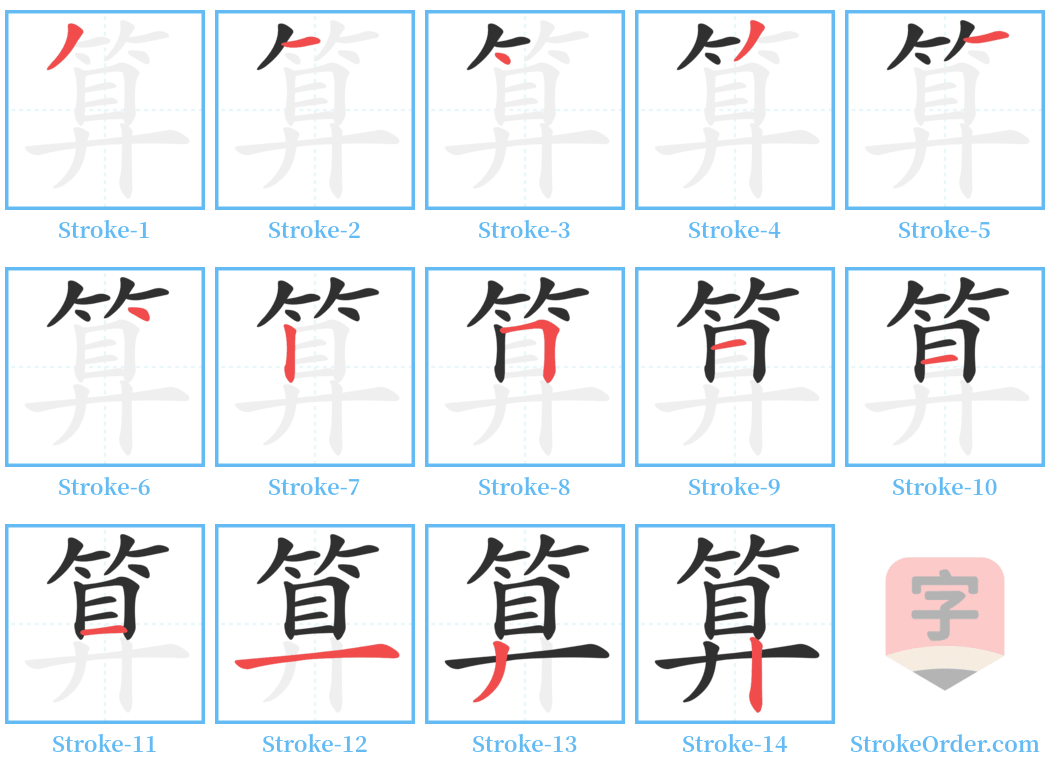 算 Stroke Order Diagrams