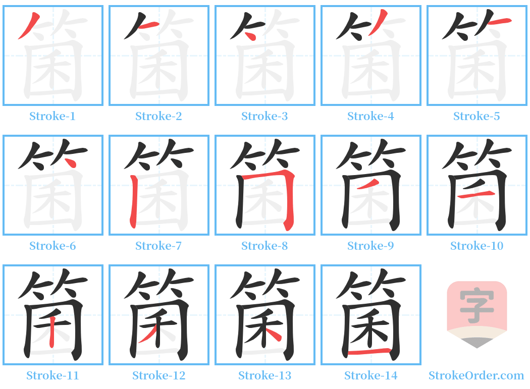 箘 Stroke Order Diagrams