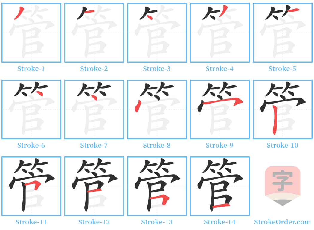 管 Stroke Order Diagrams