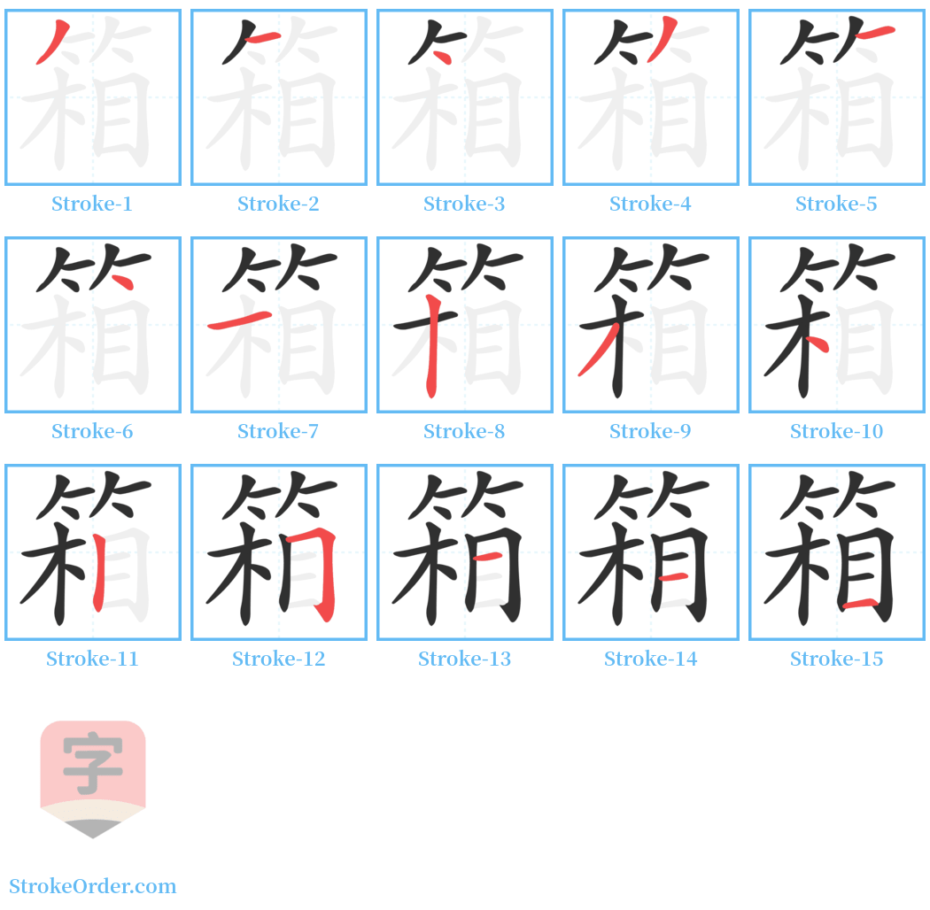 箱 Stroke Order Diagrams