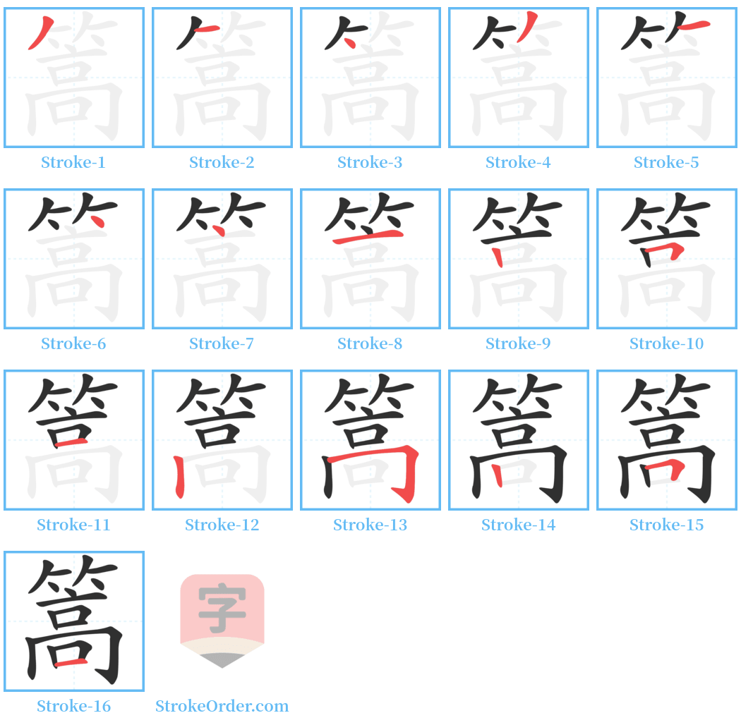 篙 Stroke Order Diagrams