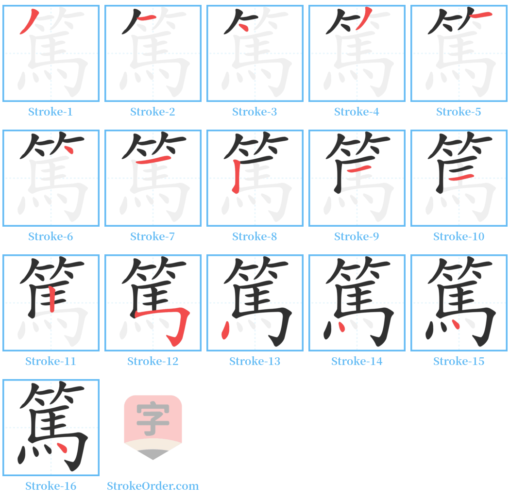 篤 Stroke Order Diagrams