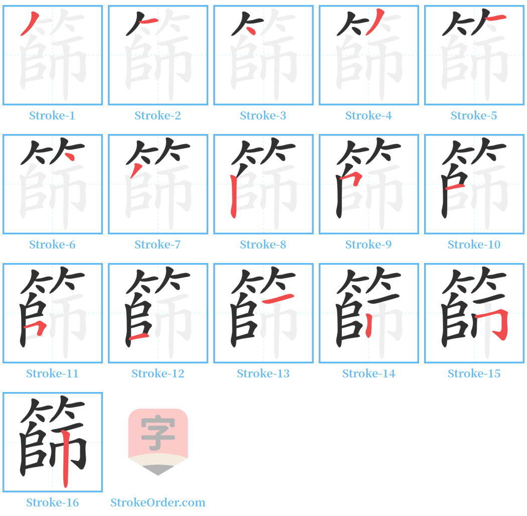 篩 Stroke Order Diagrams