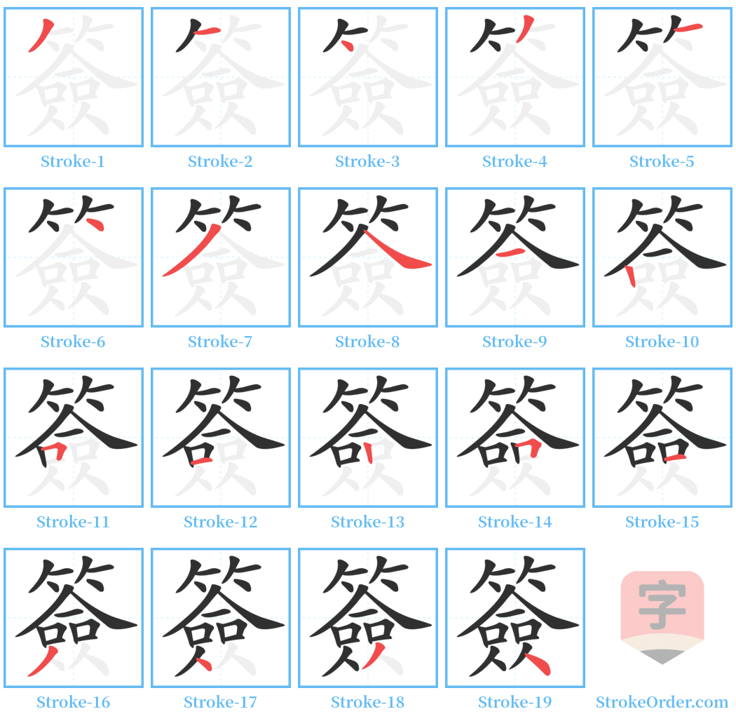 簽 Stroke Order Diagrams