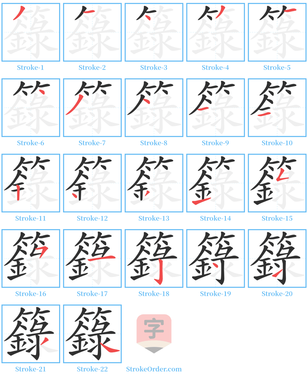 籙 Stroke Order Diagrams