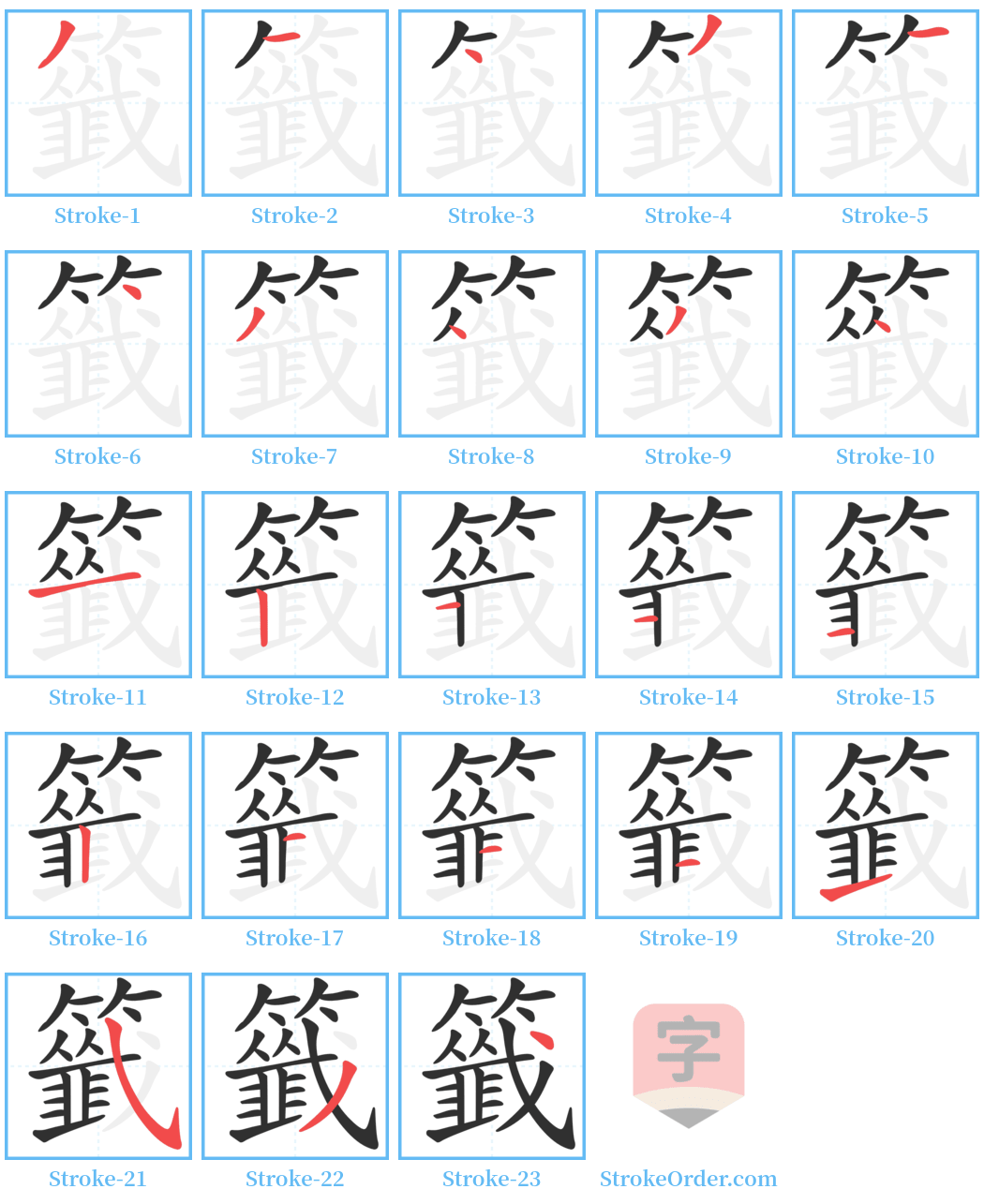 籤 Stroke Order Diagrams