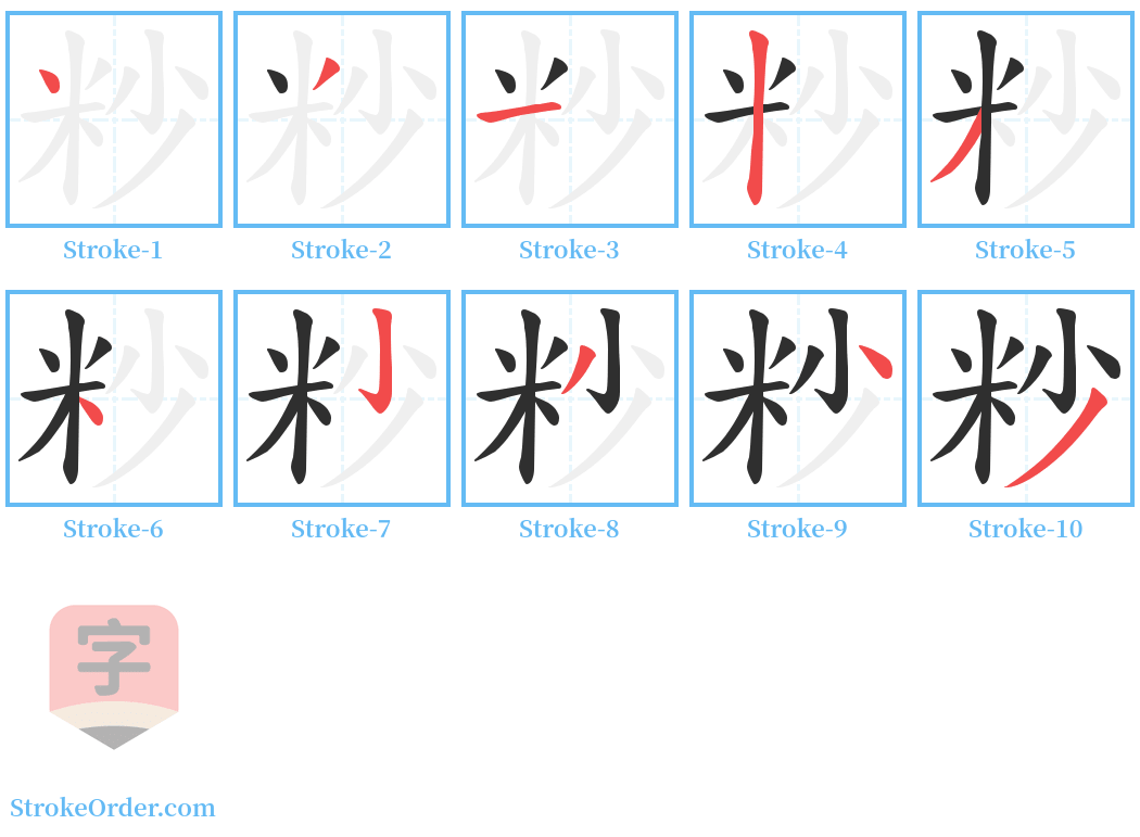 粆 Stroke Order Diagrams