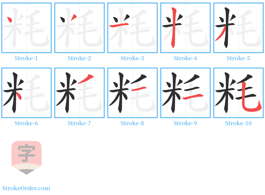 粍 Stroke Order Diagrams