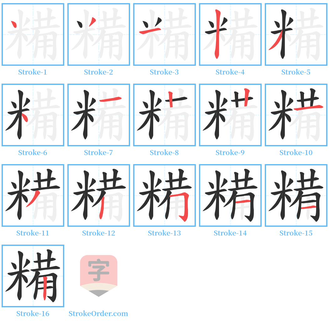 糒 Stroke Order Diagrams