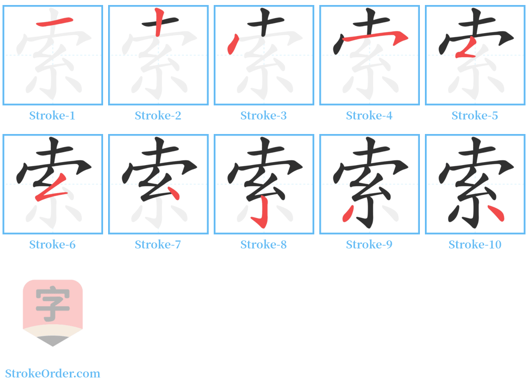 索 Stroke Order Diagrams