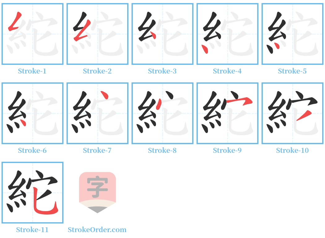 紽 Stroke Order Diagrams