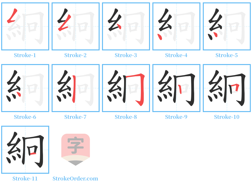 絅 Stroke Order Diagrams