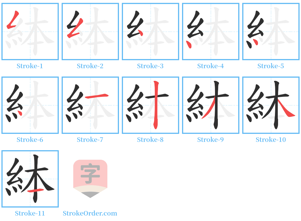 絊 Stroke Order Diagrams