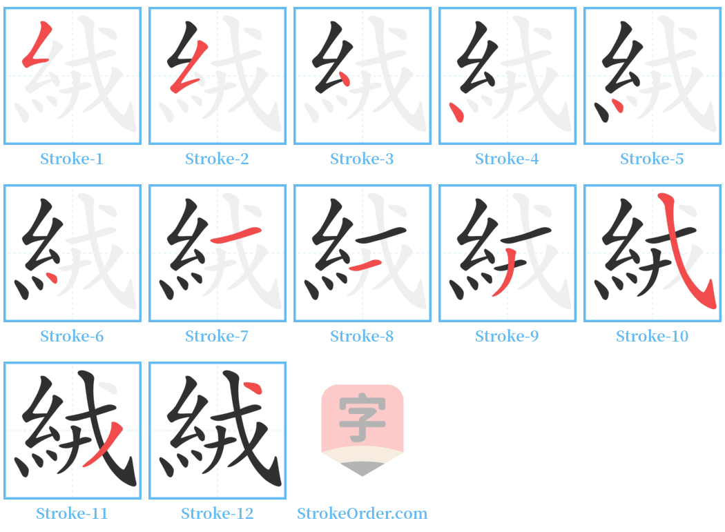 絨 Stroke Order Diagrams