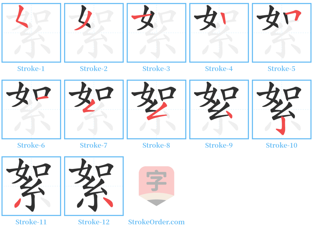 絮 Stroke Order Diagrams