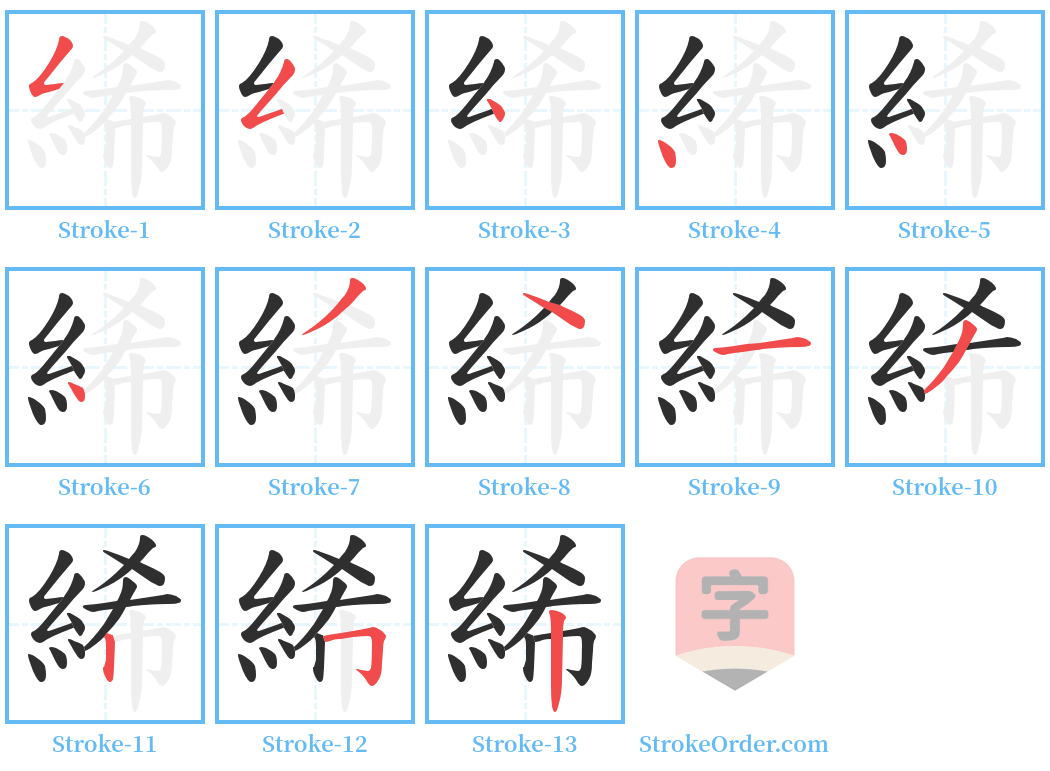 絺 Stroke Order Diagrams