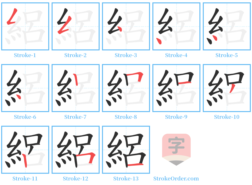 絽 Stroke Order Diagrams