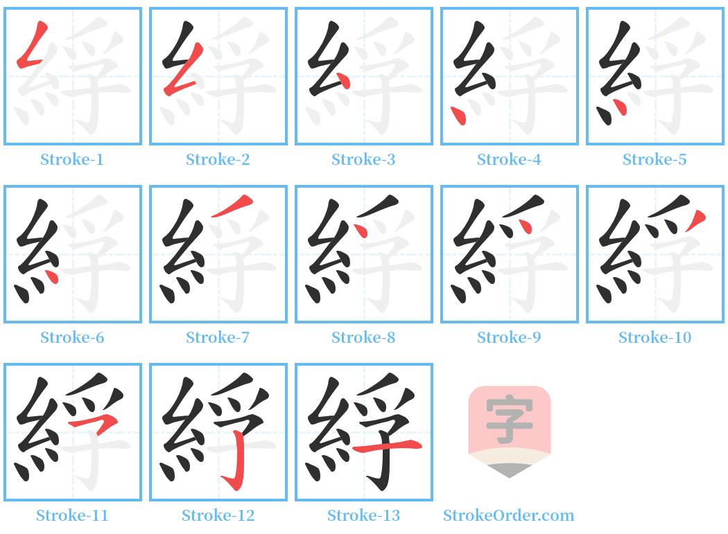 綒 Stroke Order Diagrams