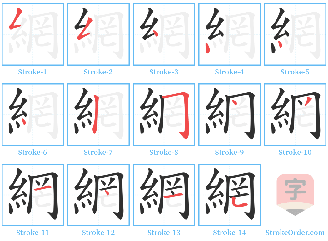 網 Stroke Order Diagrams