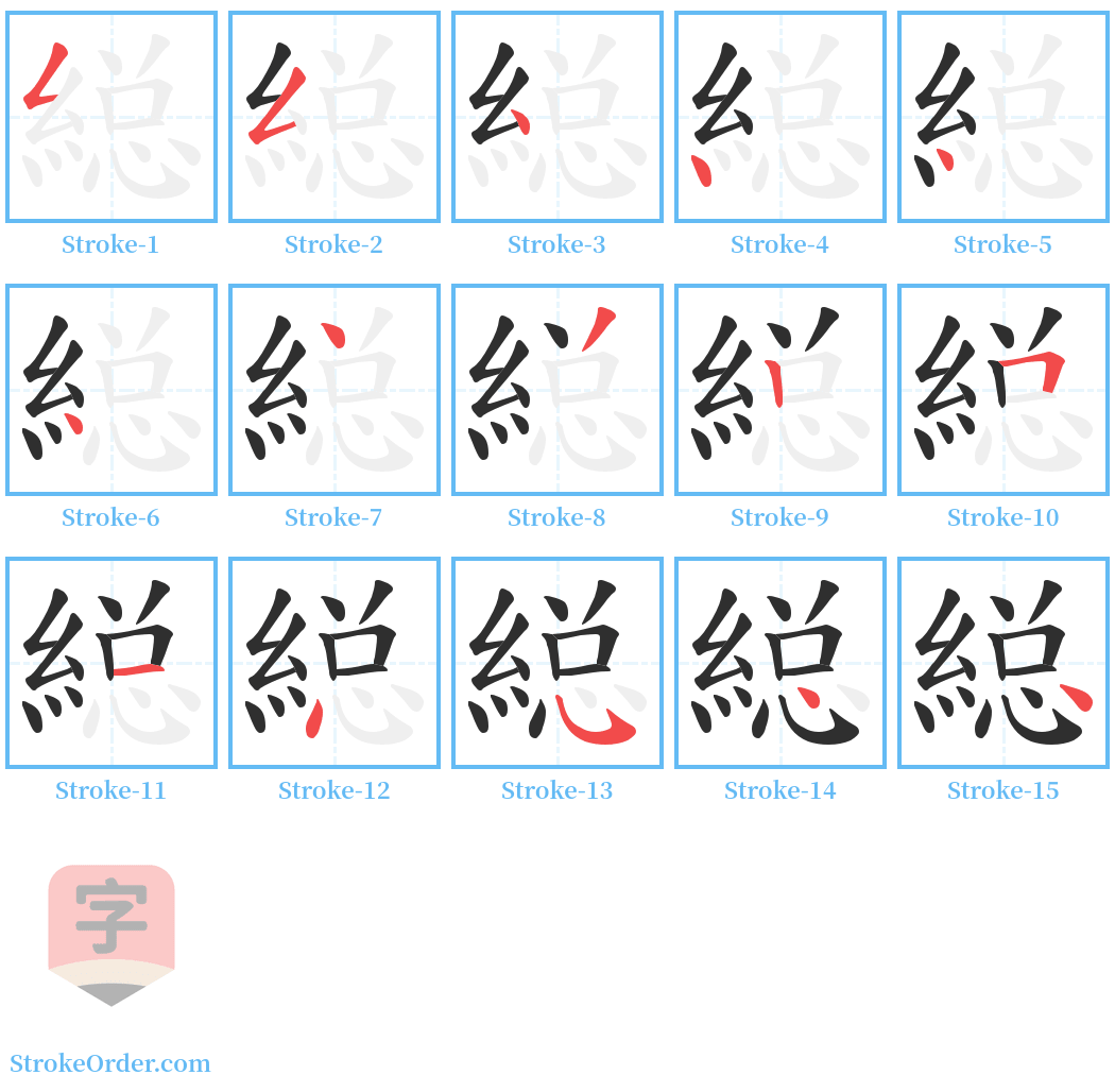 縂 Stroke Order Diagrams