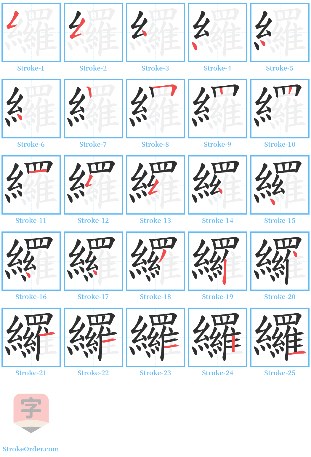 纙 Stroke Order Diagrams