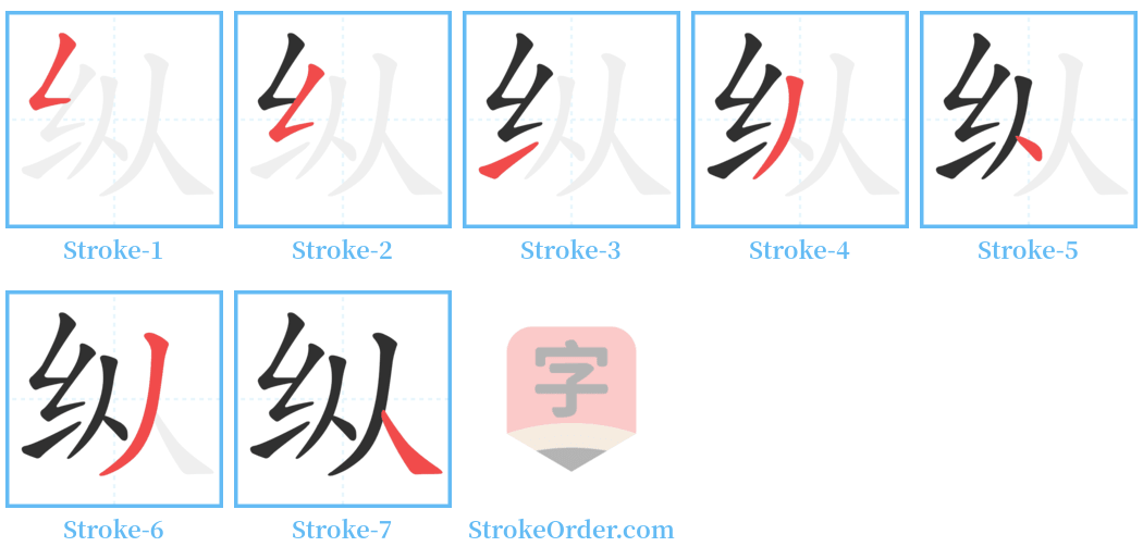 纵 Stroke Order Diagrams