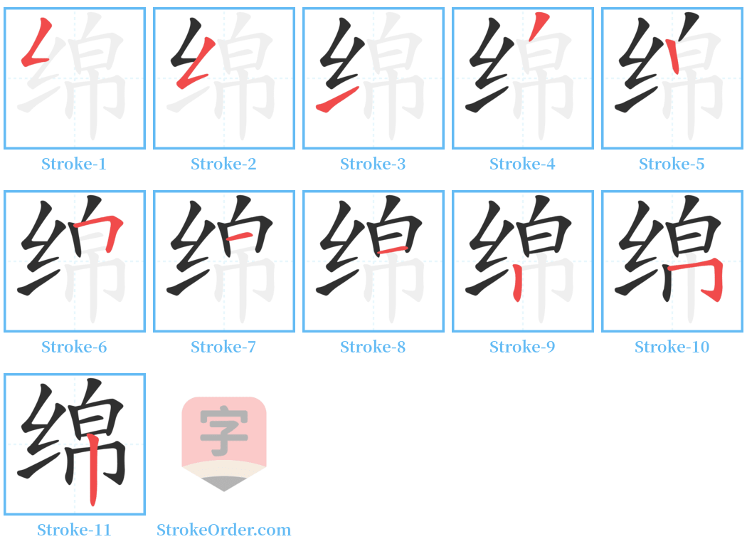 绵 Stroke Order Diagrams