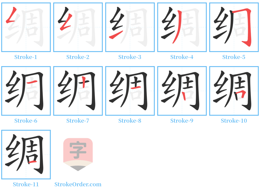 绸 Stroke Order Diagrams