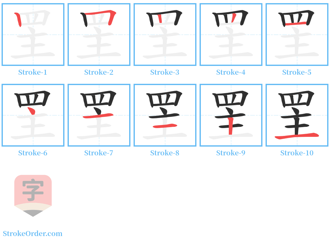 罜 Stroke Order Diagrams