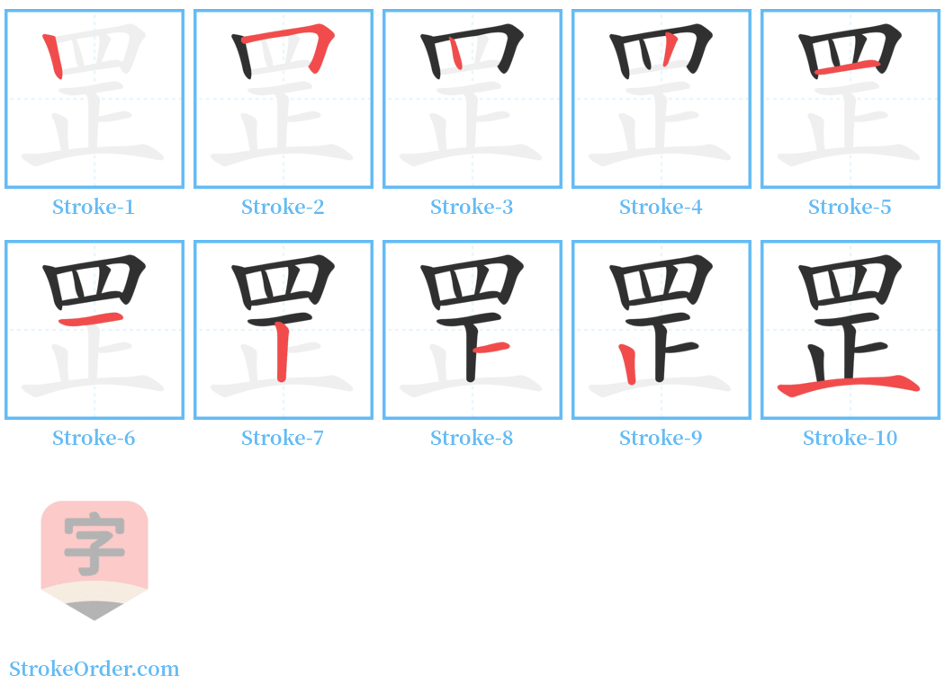 罡 Stroke Order Diagrams