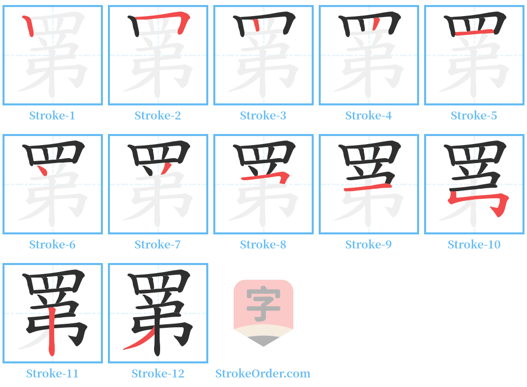 罤 Stroke Order Diagrams