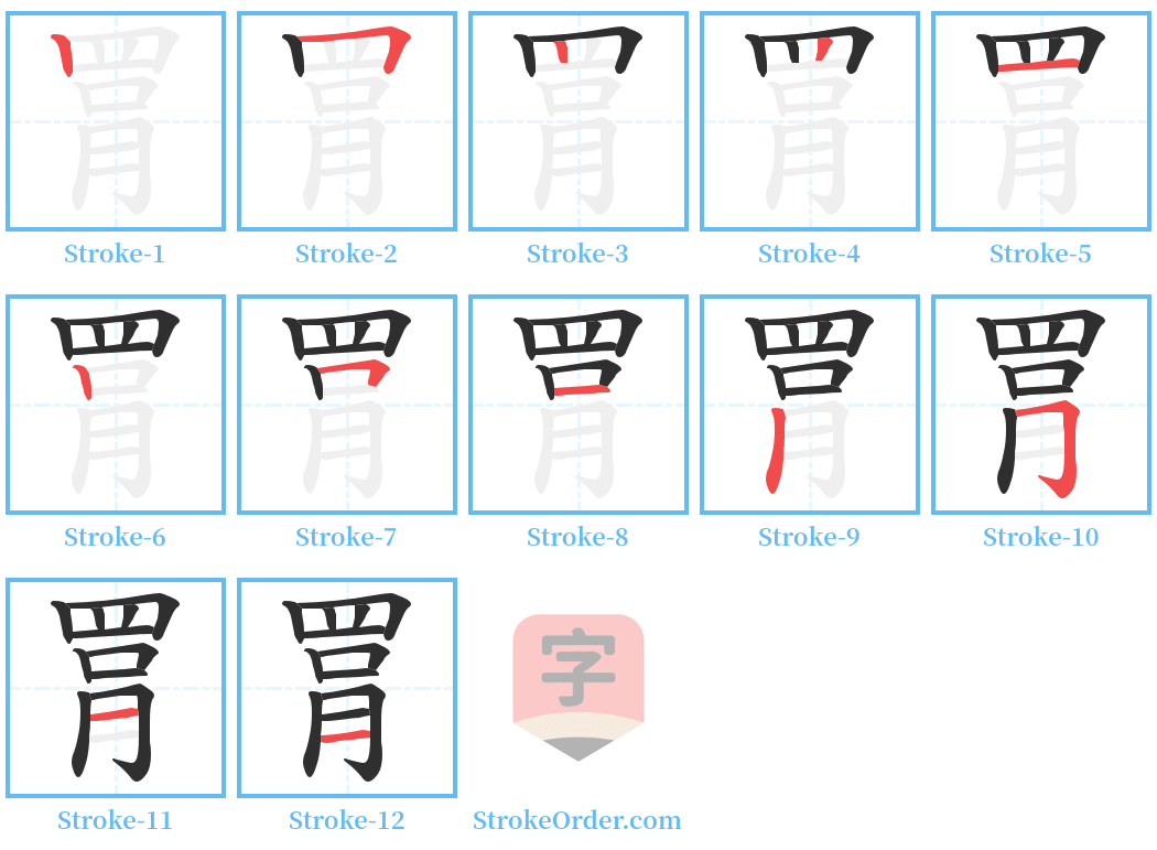 罥 Stroke Order Diagrams