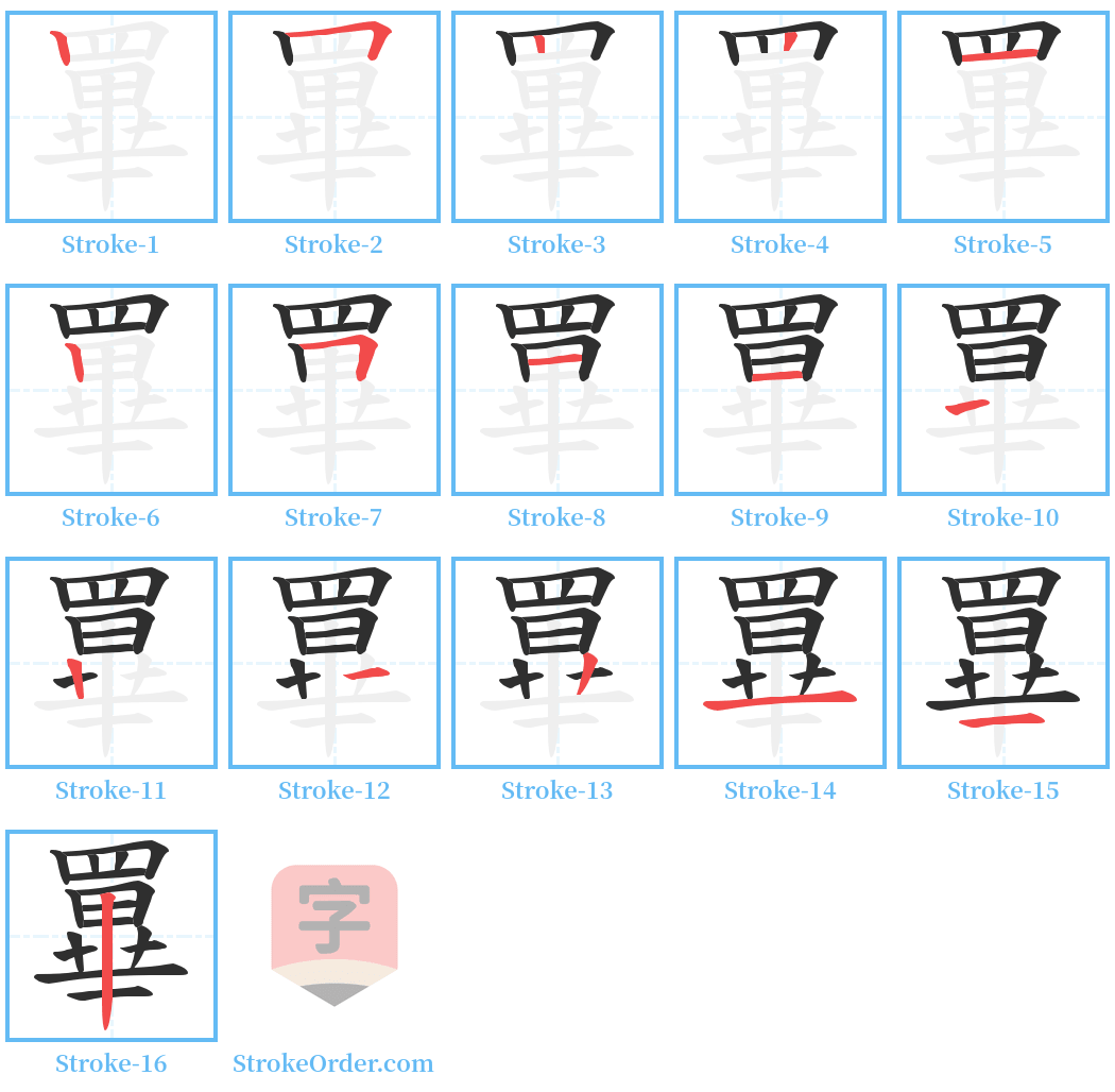 罼 Stroke Order Diagrams