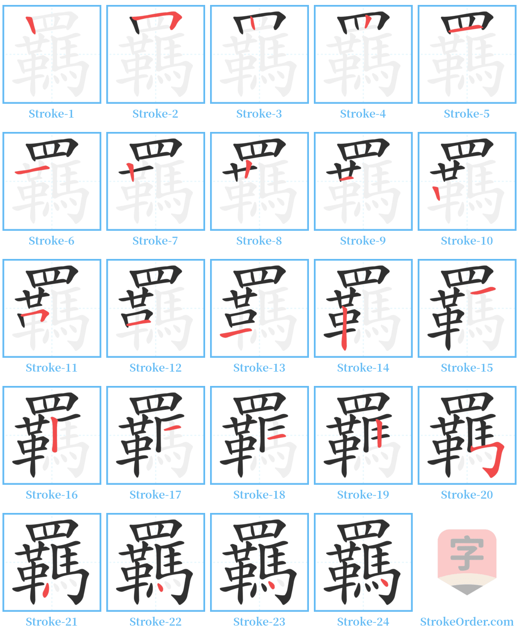 羈 Stroke Order Diagrams