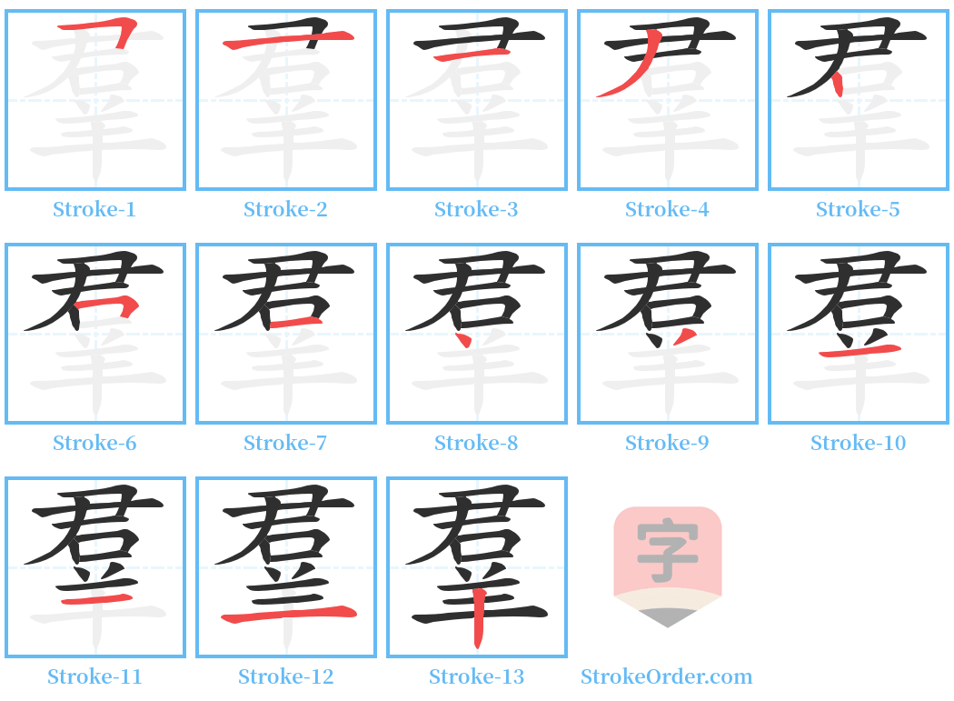 羣 Stroke Order Diagrams