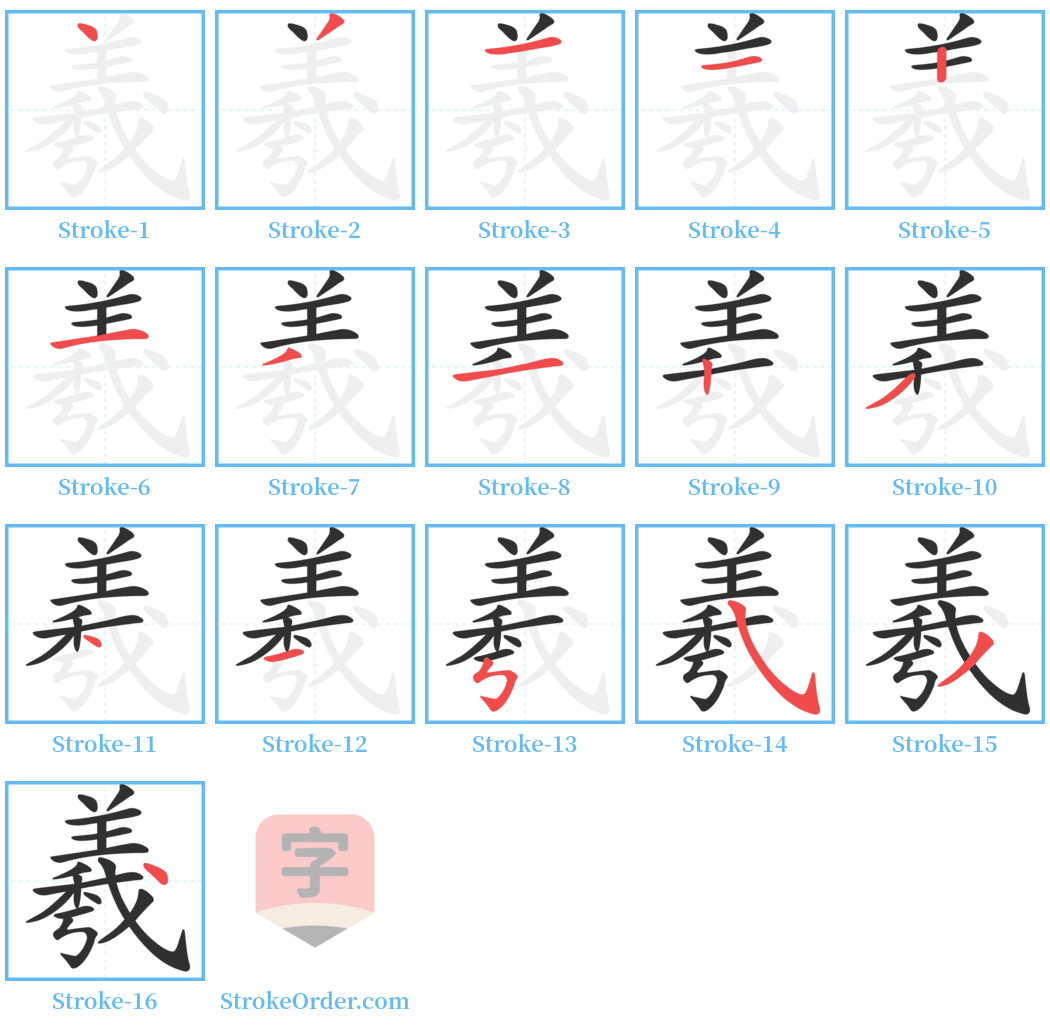 羲 Stroke Order Diagrams