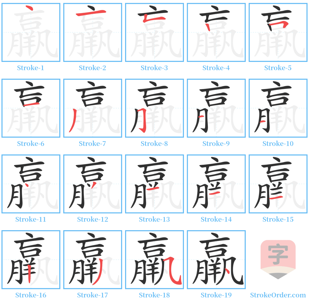 羸 Stroke Order Diagrams