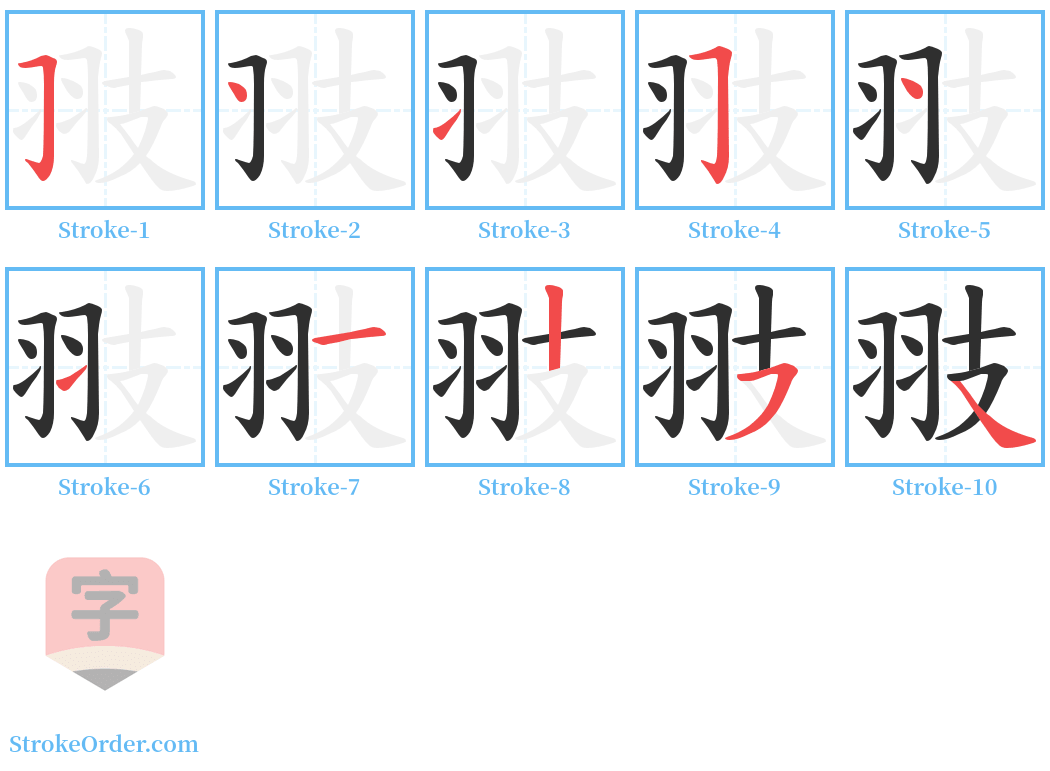 翄 Stroke Order Diagrams