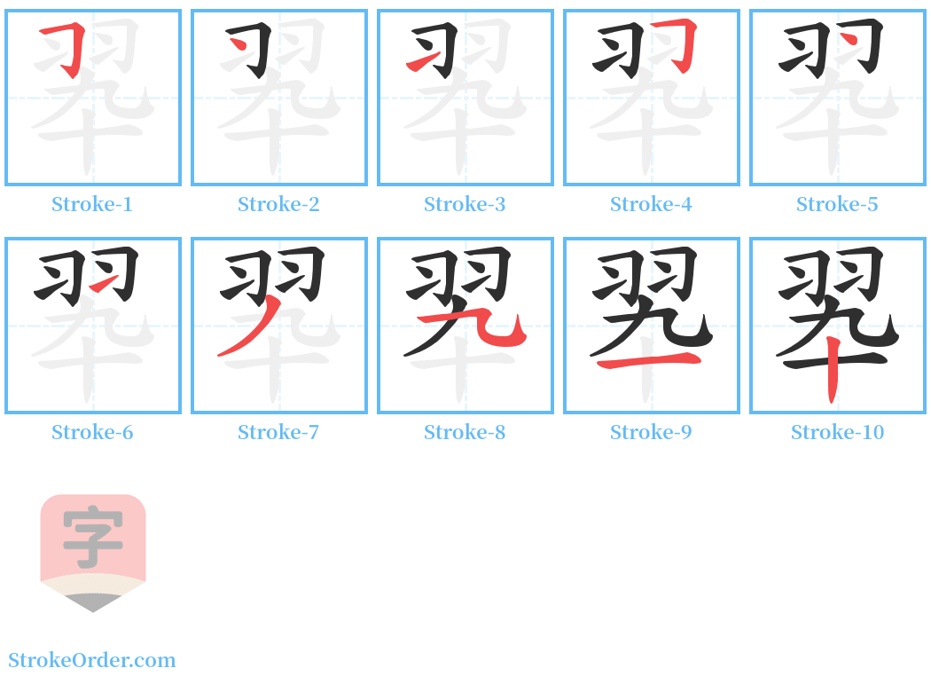 翆 Stroke Order Diagrams