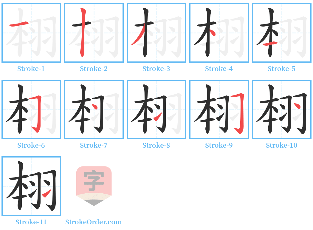 翉 Stroke Order Diagrams