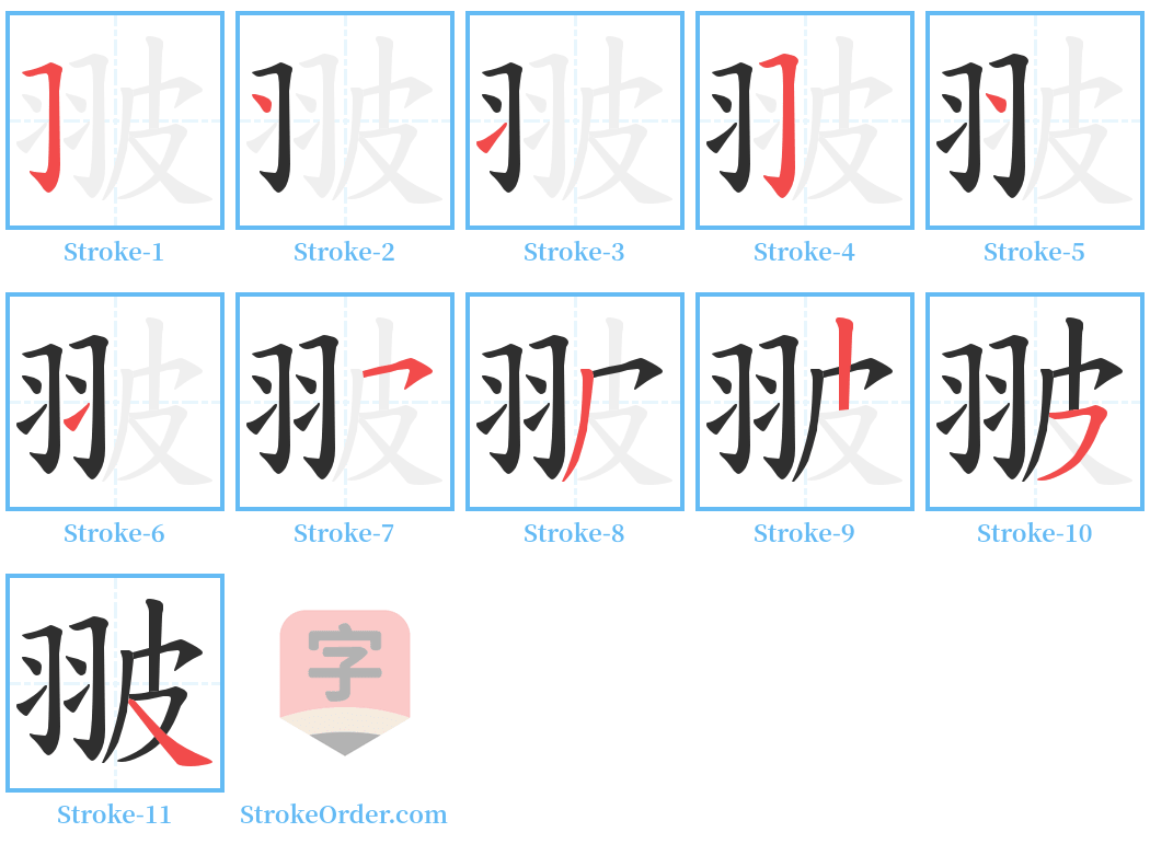 翍 Stroke Order Diagrams